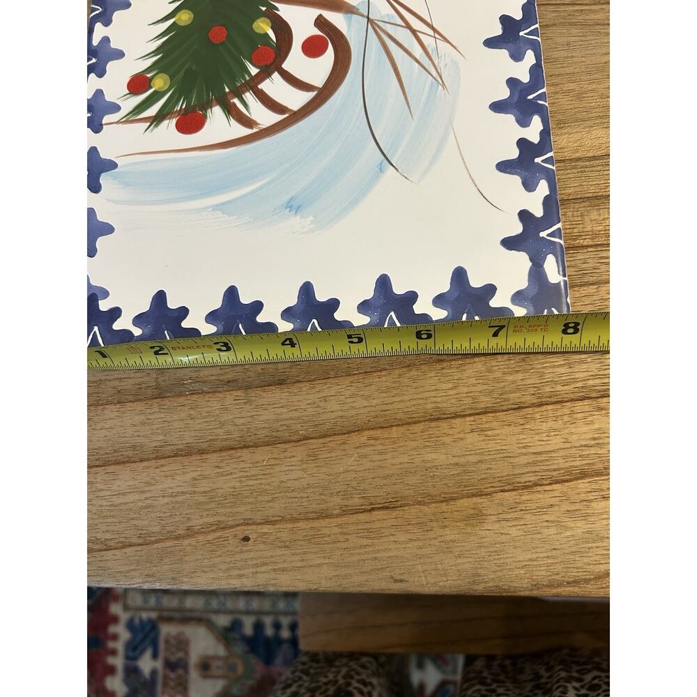 Italian Zanolli Handpainted Ceramic‎ Christmas Trivets Set Of 2 Large 12” - Picture 6 of 16